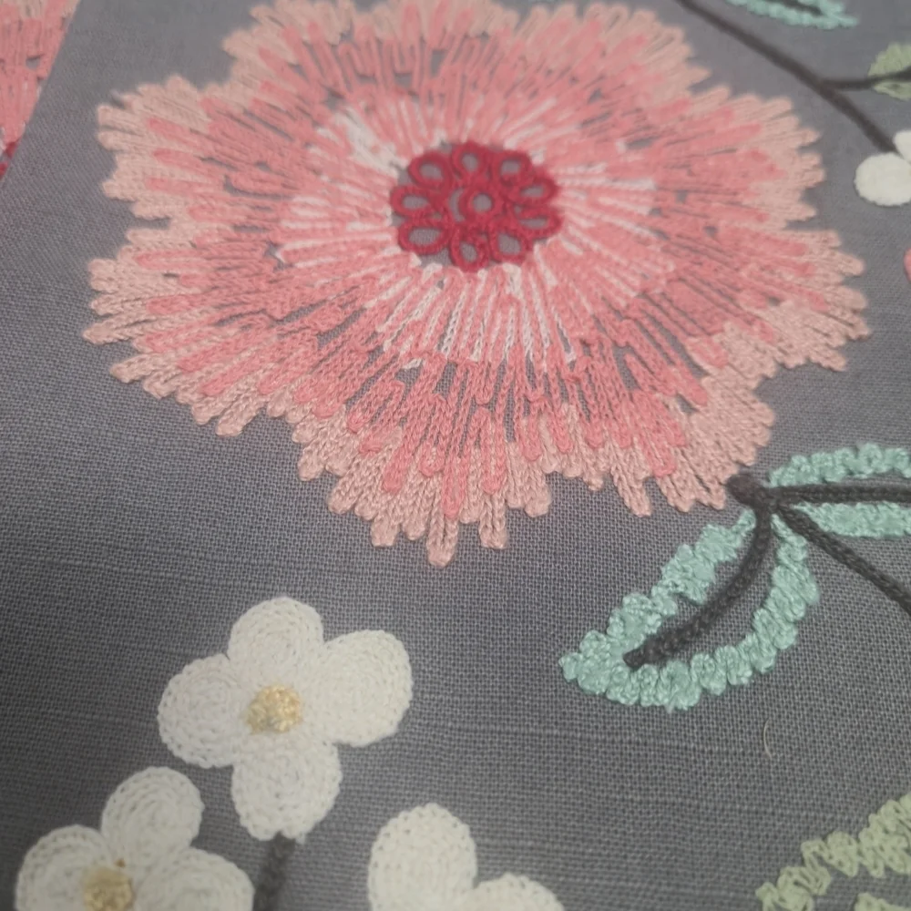 Floral Embroidered Gray Placemats Set Of 4